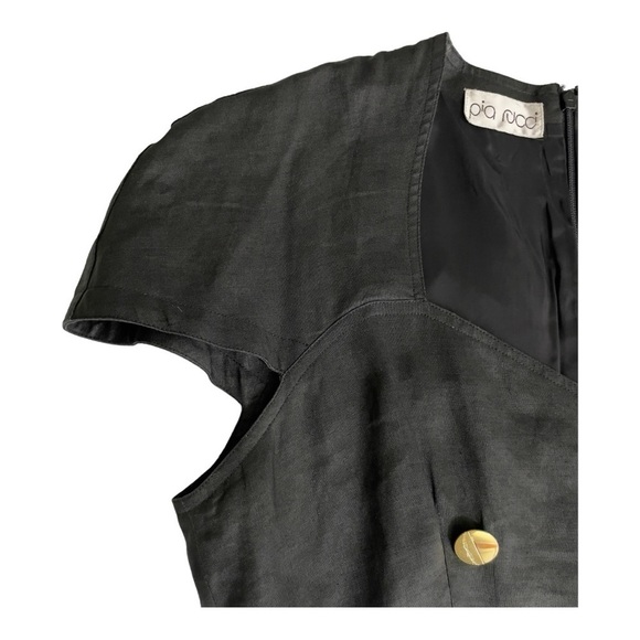Vintage Pia Rucci black linen dress size 10 runs small. - Picture 11 of 16